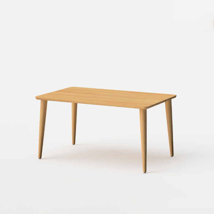 テーブル（角丸形天板×丸テーパー脚）/W135/角面型/ホワイトオーク