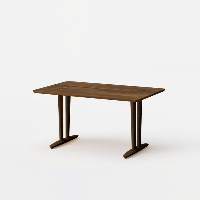 テーブル（角丸形天板×V脚）/W135/角面型/ウォルナット